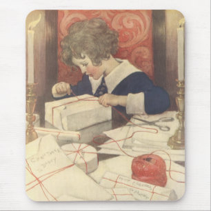 Wrapping Christmas Presents, Jessie Willcox Smith Mouse Pad