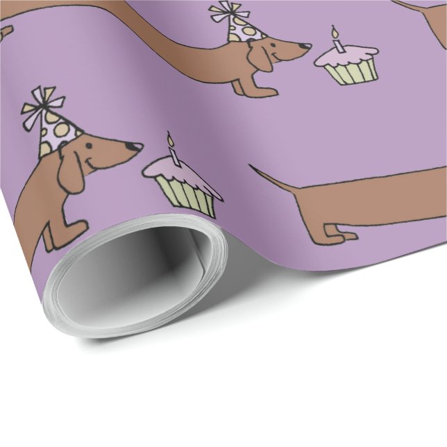 Wrapping Dachshund With Cupcake Wrapping Paper (Roll Corner)