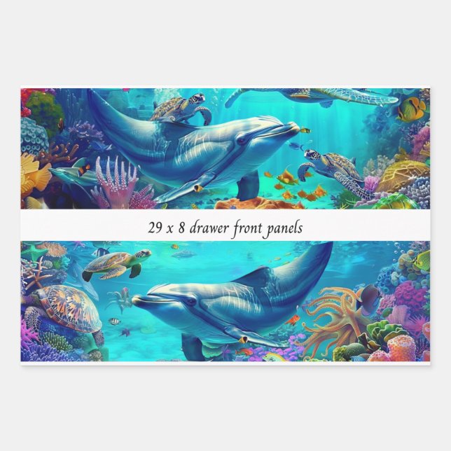 Wrapping Decoupage 3 Sea World Dolphin Drawer  Wrapping Paper Sheet (Front 2)