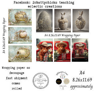 Wrapping Paper 9 A4 Designs Easter Bunny Highland 