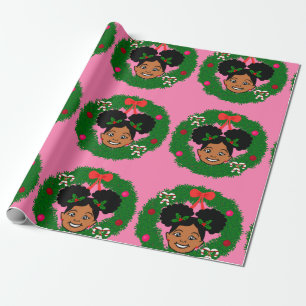 Wrapping Paper,African American girl Christmas Wrapping Paper
