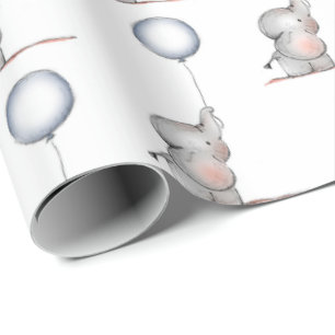 Wrapping Paper - Baby Elephant With a Balloon