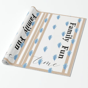 Wrapping Paper Beige & White Stripe Family Fun