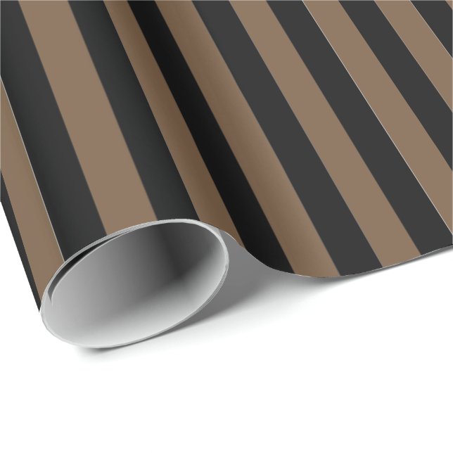 Wrapping Paper-Black & Brown Stripes Wrapping Paper (Roll Corner)