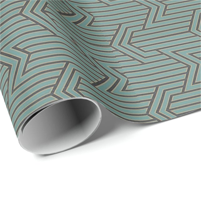 Wrapping Paper - Black & Green Art Deco (Roll Corner)
