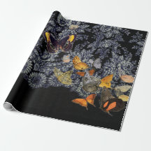 Wrapping Paper BLACK LACE PATTERN WITH BUTTERFLIES