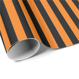 Wrapping Paper-Black & Orange Stripes Paper
