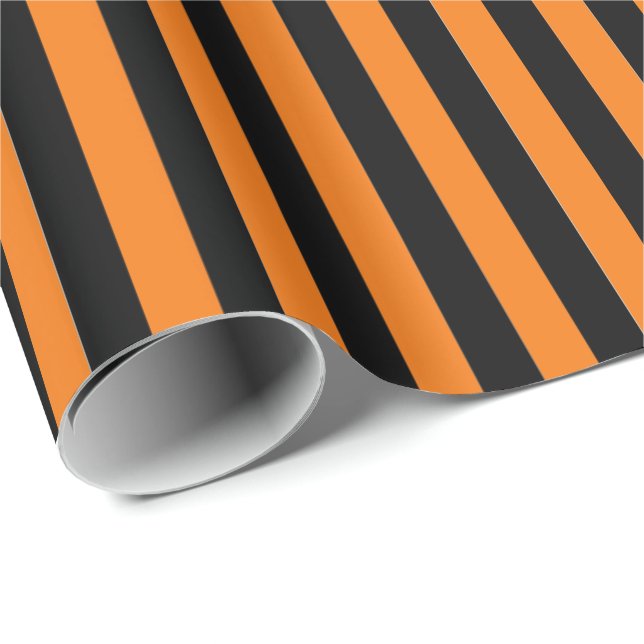 Wrapping Paper-Black & Orange Stripes Paper (Roll Corner)