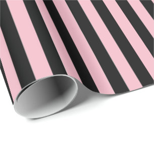 Wrapping Paper-Black & Pink Stripes Paper