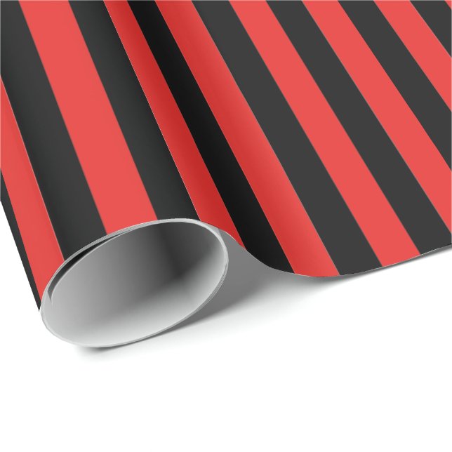 Wrapping Paper-Black & Red Stripes Paper (Roll Corner)