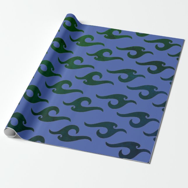 Wrapping Paper BLUE AND BLACK JAPANESE PATTERN (Unrolled)