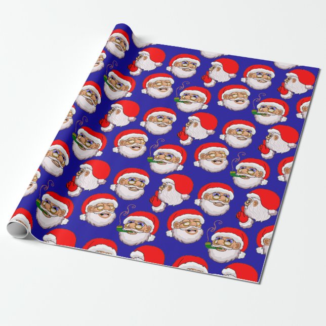 Wrapping Paper Blue background Santa (Unrolled)