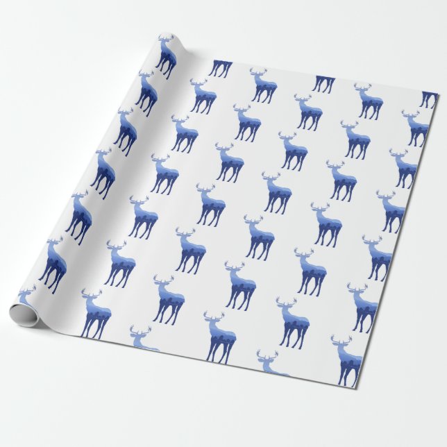 Wrapping Paper-Blue Deer/Elk Wrapping Paper (Unrolled)
