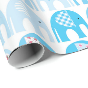Wrapping Paper - Blue Elephants