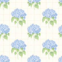 Wrapping Paper | Blue Hydrangea | Luxe Ivory Plaid