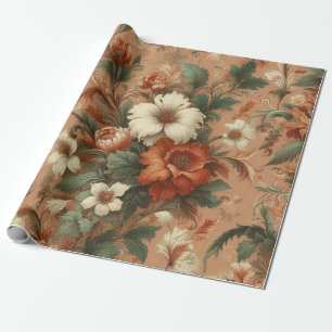 Wrapping Paper - Burnt Orange, Cream, Moss Green 
