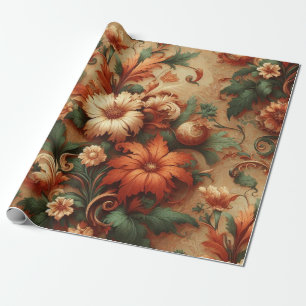 Wrapping Paper - Burnt Orange, Cream, Moss Green