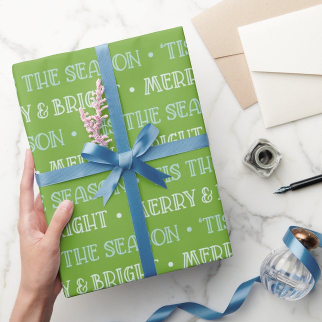 Wrapping Paper Christmas Merry And Bright Green (Gifting)