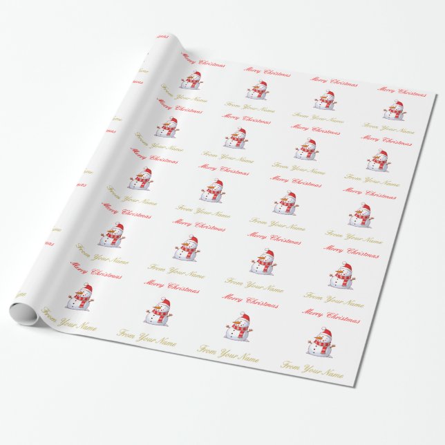 Wrapping Paper Christmas Snowman Personalised (Unrolled)