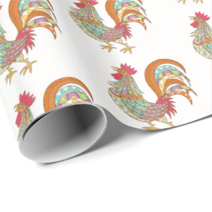 Wrapping Paper Colour Rooster Chicken