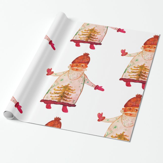 Wrapping Paper Custom New Year,  Santa Claus (Unrolled)
