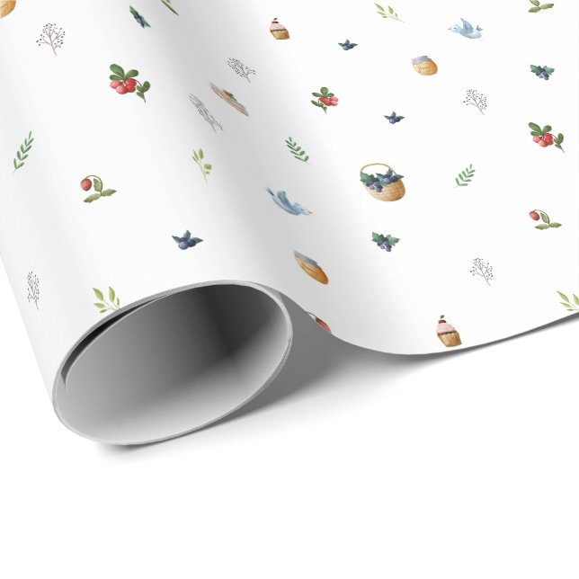 Wrapping Paper - Cute Kids Forest Picnic Pattern (Roll Corner)