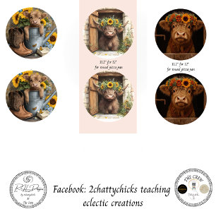 Wrapping Paper Decoupage Highland Cows 11"