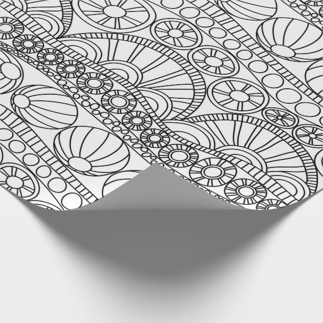 Wrapping Paper - Doodling Circles B/W (Corner)
