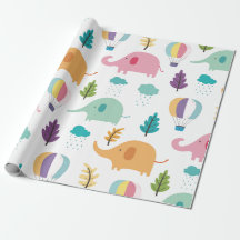 WRAPPING PAPER : ELEPHANTS & HOT AIR BALLOONS