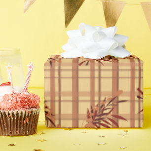 Wrapping Paper - Fall tones Bamboo shoots & plaid