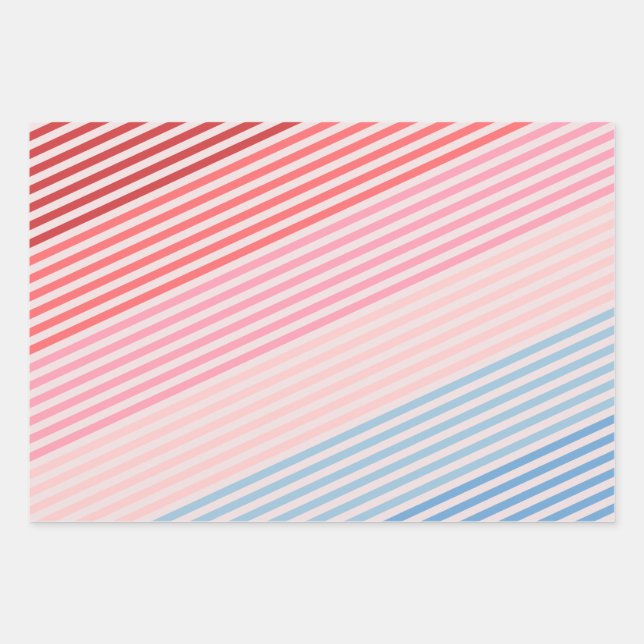Wrapping Paper Flat Sheet Set/3 multi-colour strip (Front)