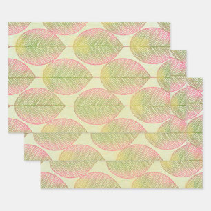 Wrapping Paper Flat Sheet Set of 3 - Fan Palm Leaf