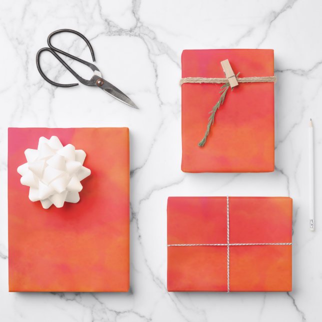 Wrapping Paper Flat Sheet Set of 3 in abstract red (Front)