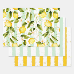 Wrapping Paper Flat Sheet Set of 3 Summer Vibes 