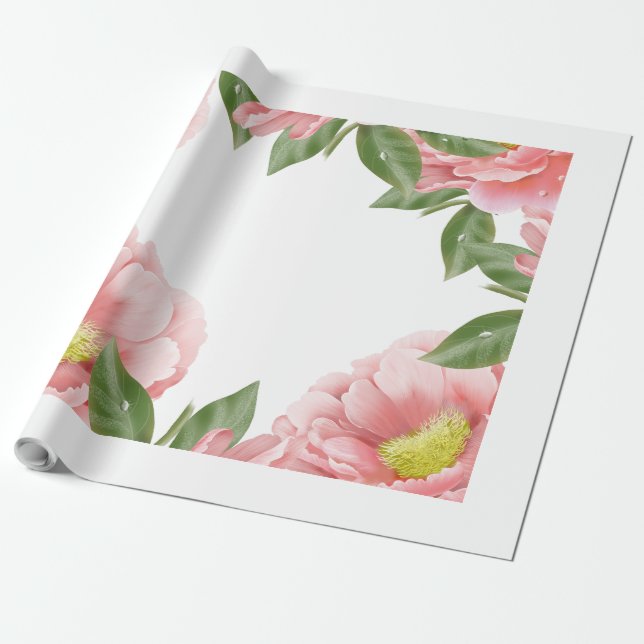 Wrapping paper floral pink pattern (Unrolled)