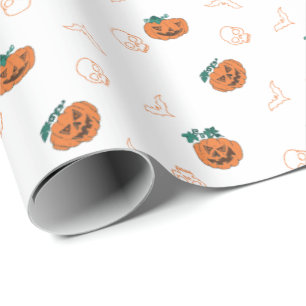 Wrapping Paper for halloween - Pumpkins, Skulls,