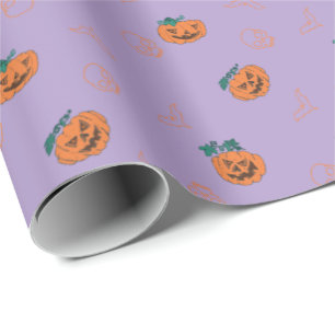 Wrapping Paper  for halloween - Pumpkins, Skulls, 