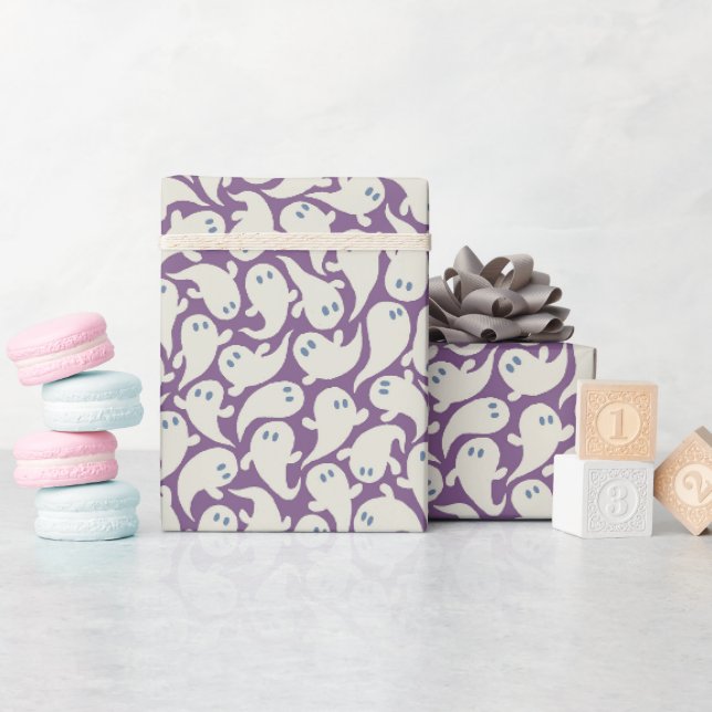 Wrapping paper for Halloween with pattern of ghost (Baby Shower)
