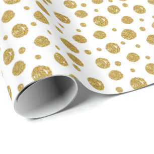 Wrapping Paper Gold Glitter Polka Dots