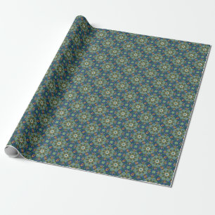 Wrapping paper green tile medallions