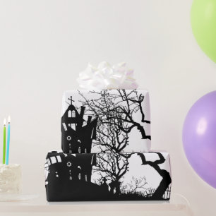 Wrapping Paper HALLOWEEN GRAPHIC HAUNTED HOUSE