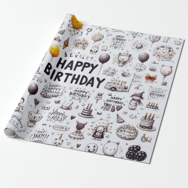 Wrapping Paper Happy Birthday  (Unrolled)