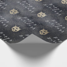 Wrapping Paper Happy Holidays Black Skulls