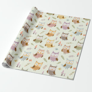 Wrapping Paper - Happy Owls (light)