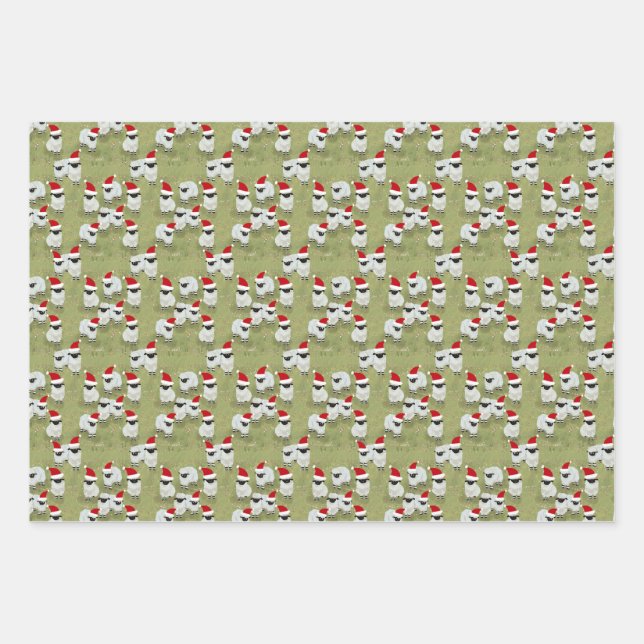 wrapping paper holiday set with charming sheep (Front)