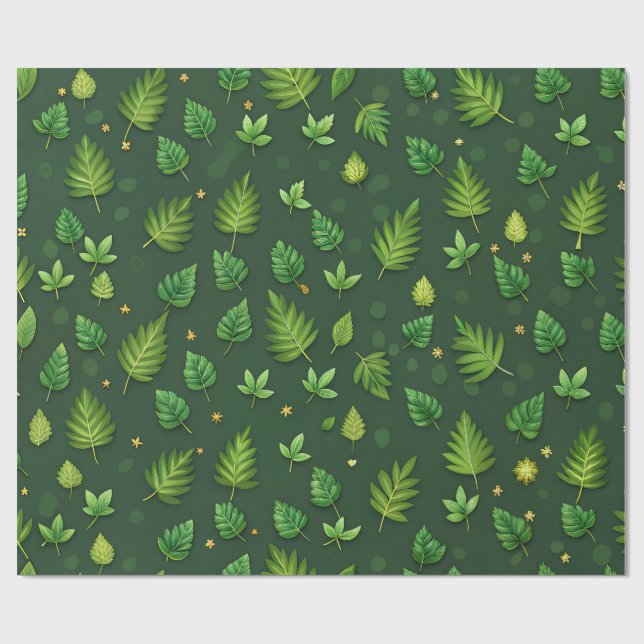 Wrapping paper in green leaves (Flat)