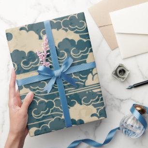 Wrapping Paper JAPANESE CLOUD PATTERN IN BLUE