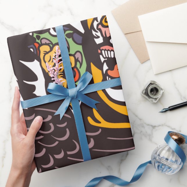 WRAPPING PAPER JAPANESE TIGER AND DRAGON ART (Gifting)