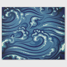 Wrapping Paper JAPANESE WAVES IN BLUE