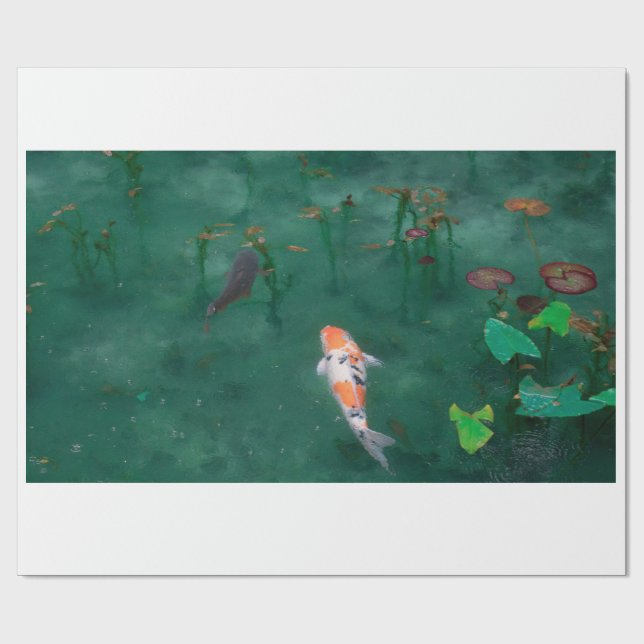 WRAPPING PAPER : JAPANESE WOODBLOCK : KOI (Flat)